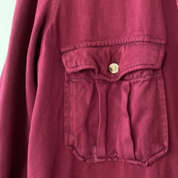 Harper Plum/Maroon Soft Jersey Knit Button-Front Blouse w Patch Pockets - Picture 2 of 10